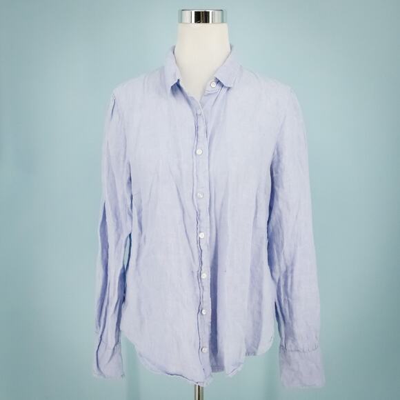J. Crew Size 12 Blue Baird McNutt Irish Linen Slim Perfect Shirt Long Sleeve Top - Picture 1 of 9